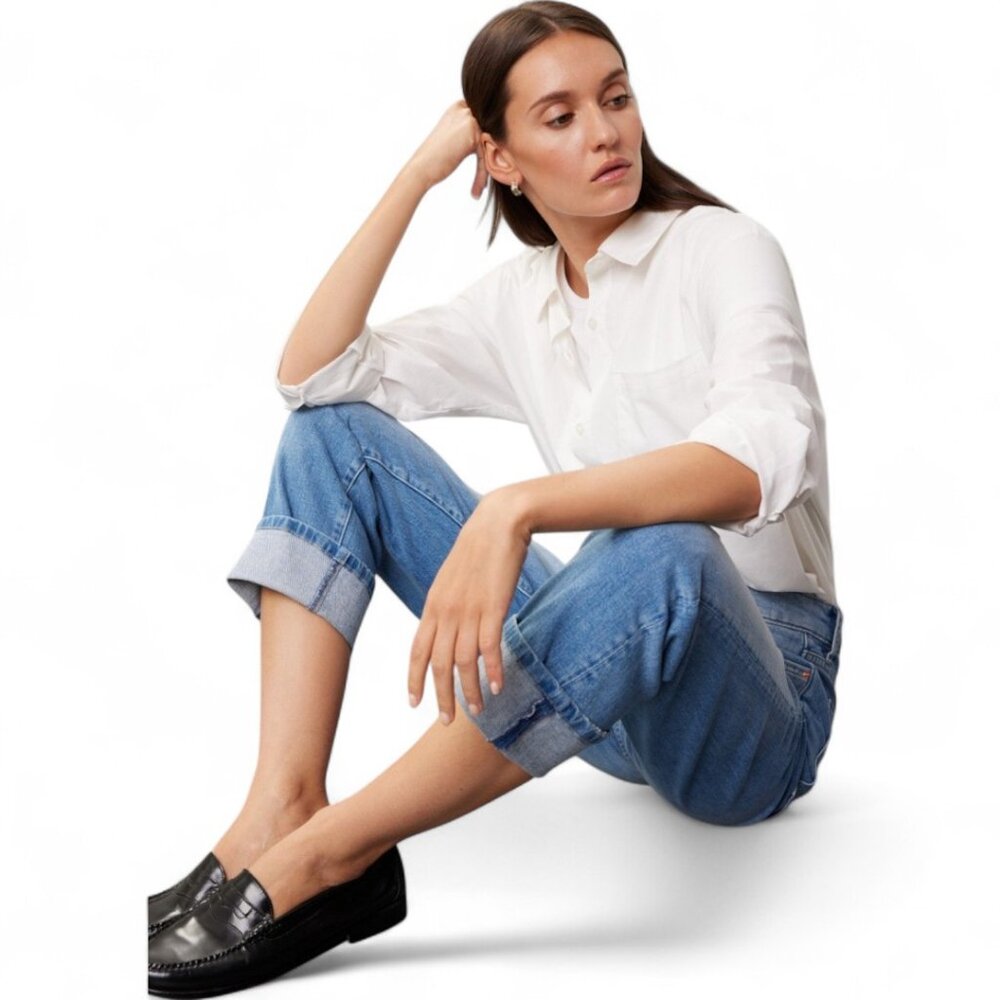 Le Jean Easy Slim Jeans with cuffed hem | Size 30